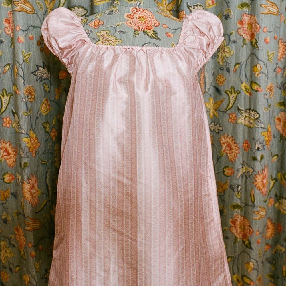 NWT! XS La Maregold The Ophelia Dress in Blush Floral Stripe Mini Puff Sleeve - Picture 2 of 4